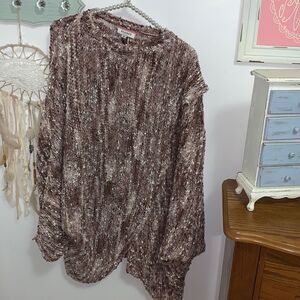 Andree By Unit Sweater 2X NWT Poncho Open Knit Asymmetrical Pullover P17604